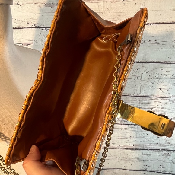 RATTAN PURSE Vintage w Chain Shoulder Strap - Picture 5 of 8